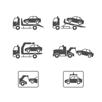 Set glyph icons of car evacuation
