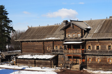 Traditional rural wooden building in north Russia.
