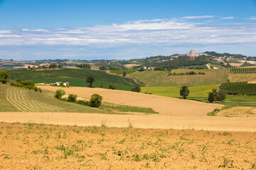 Fototapeta na wymiar Piedmont region, Italy. Countryside landscape in Langhe area