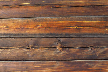 Old wooden log house wall background texture