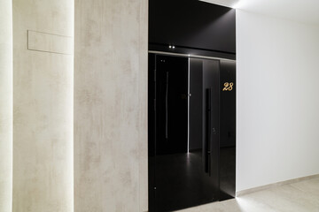 new home interior design with black doors