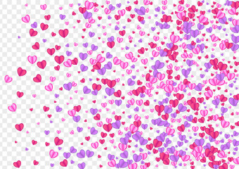 Tender Heart Background Transparent Vector. Celebration Illustration Confetti. Violet Gift Backdrop. Red Heart Folded Frame. Fond Greeting Texture.
