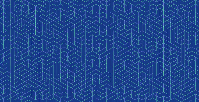 Abstract geometric vector seamless pattern background with isometric digital blocks
