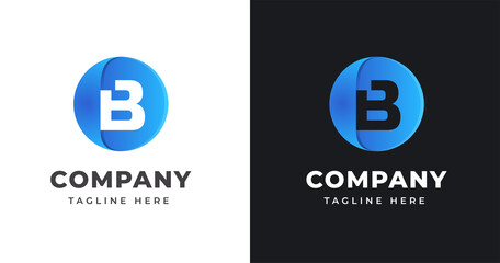 Letter B logo design template with circle shape style