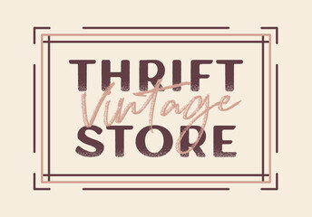 Thrift Store Sign, Thrift Store Poster, Vintage Thrift Store, Vintage Clothing Store, Business Sign, Thrift Store Branding, Vector Illustration Background