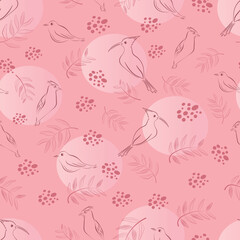 Bird pattern on the branches. Vector illustration.