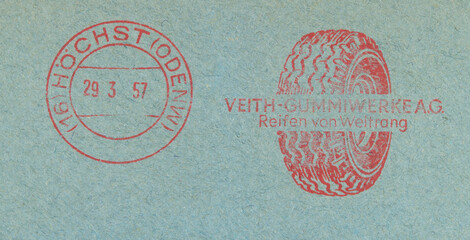 post letter mail brief stempel cancellation papier paper vintage retro old rot tire reifen rot red ...