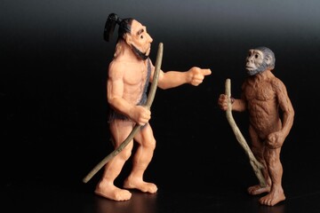 caveman with monkey miniature figurines