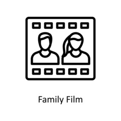 Family Film vector outline icon for web isolated on white background EPS 10 file