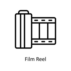 Film Reel vector outline icon for web isolated on white background EPS 10 file
