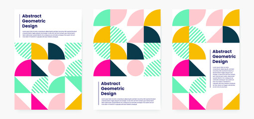 Obraz premium Geometric minimalistic artwork cover with shapes and figures. Abstract pattern design style for cover, web banner, landing page, business presentation, branding, packaging, wallpaper