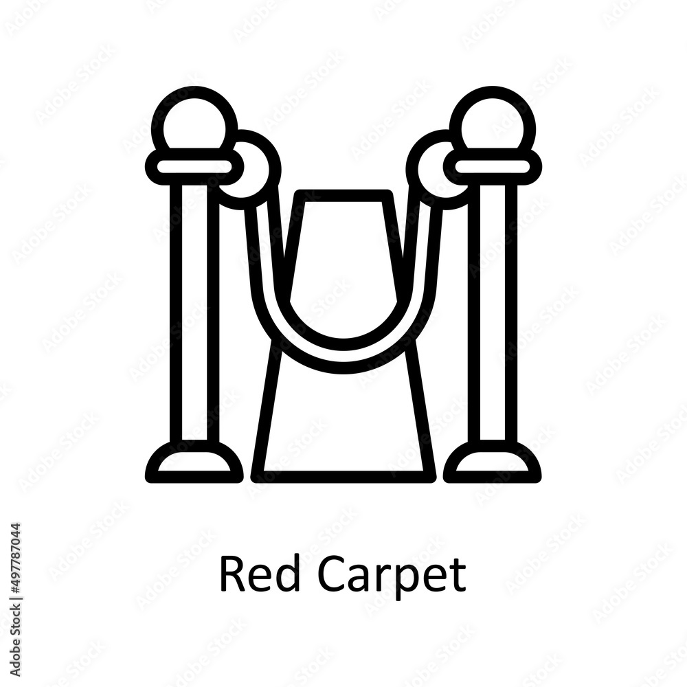 Poster red carpet vector outline icon for web isolated on white background eps 10 file