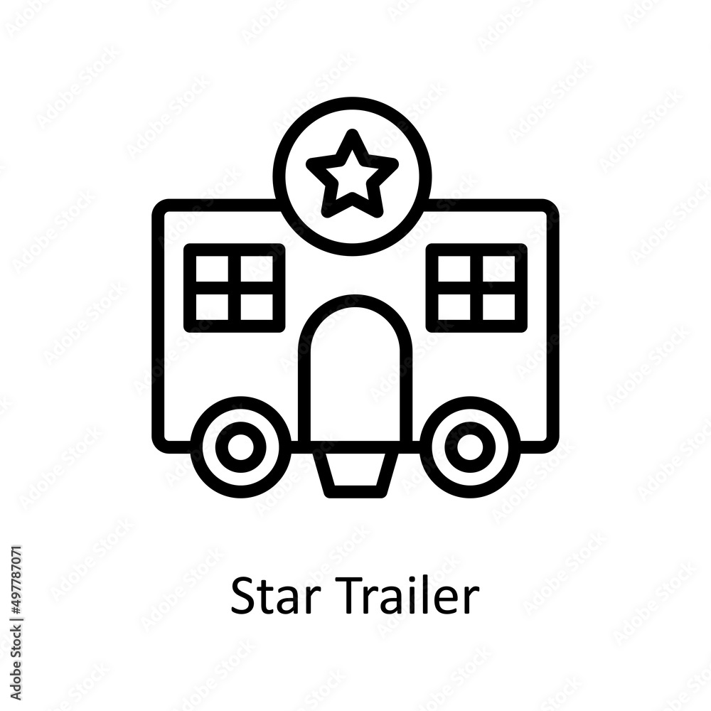Poster star trailer vector outline icon for web isolated on white background eps 10 file