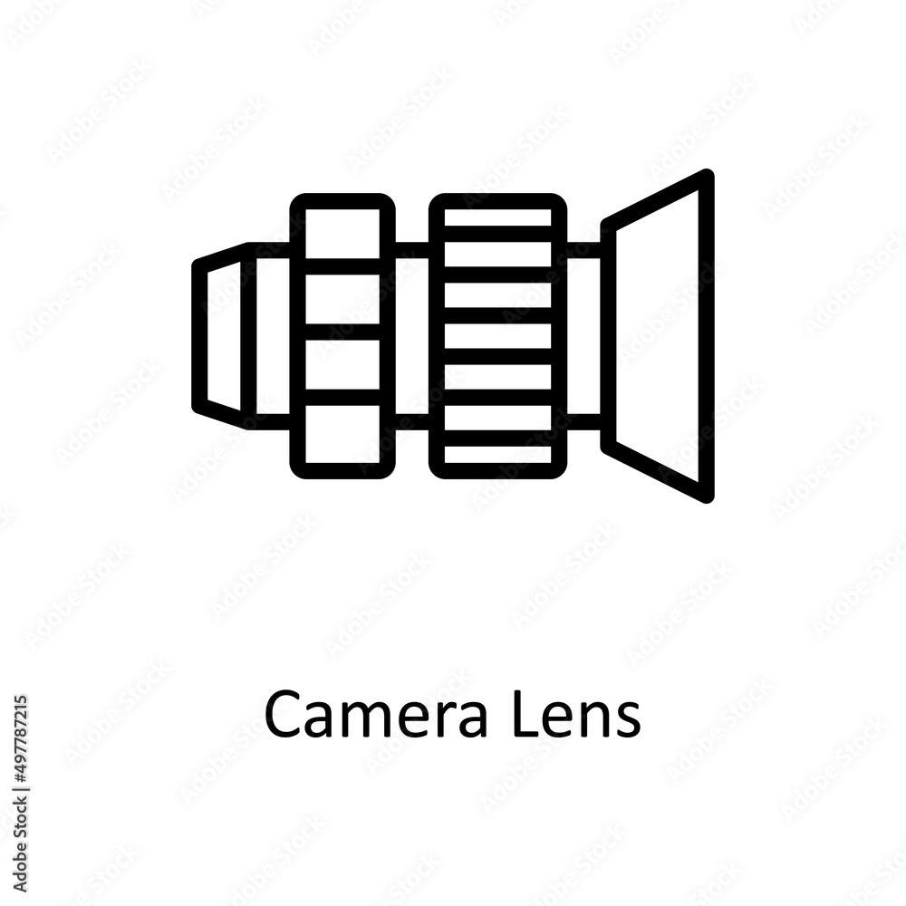 Aufkleber camera lens vector outline icon for web isolated on white background eps 10 file