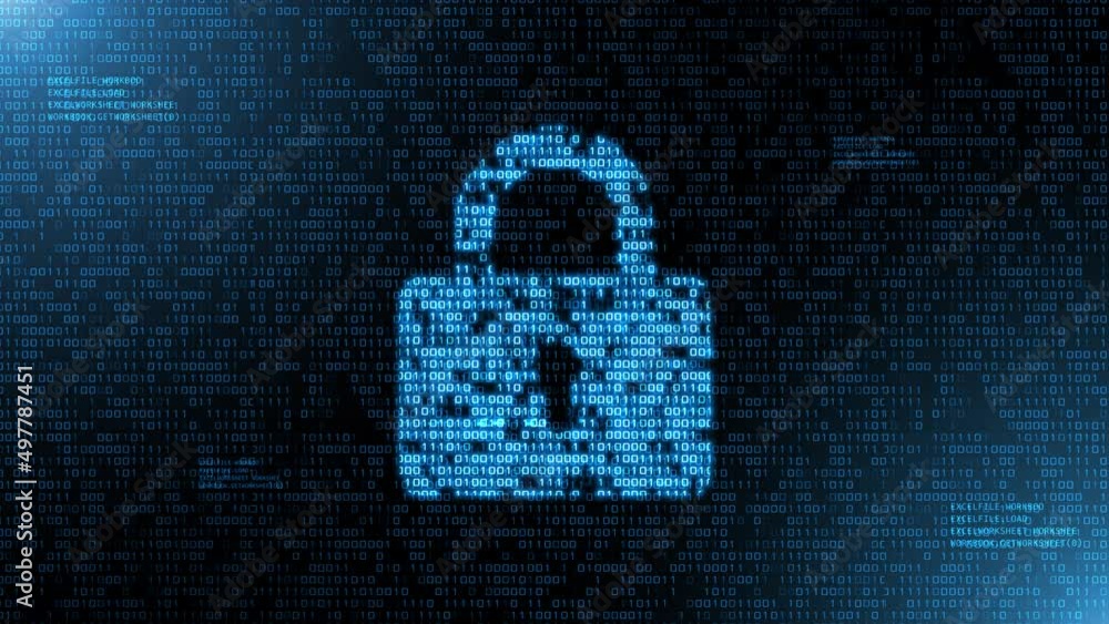Poster cyber security data protection business technology privacy loop animation. lock icon. cyber security