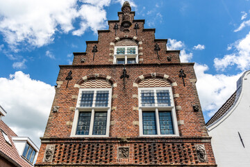Facade of na old Dutch house in Oudewater, Utrecht, The Netherlands, Europe