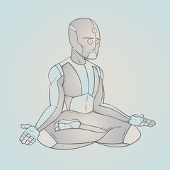 Robot meditating draw