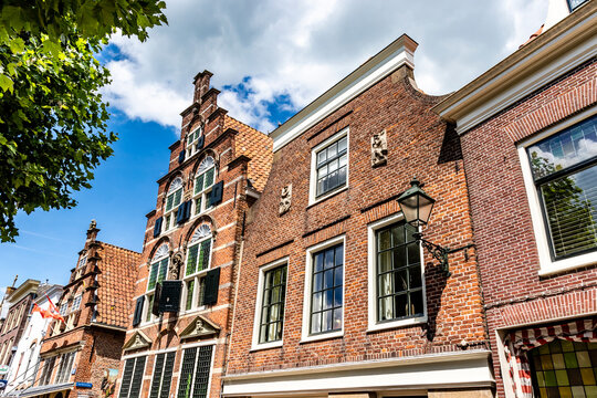 Exterior of a historical house in the old city of Oudewater, Utrecht, The Netherlands - Europe