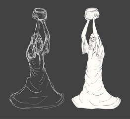 Hungry beggar man draw