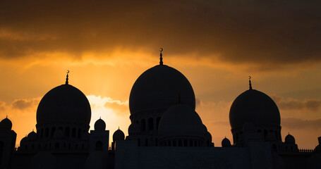 mosque silhouette at night Ramadan and Eid Mubarak background