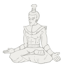 Statue man meditating draw