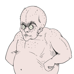 Funny ugly fat man draw
