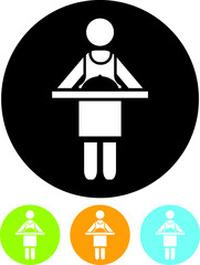 Waitress holding tray. Room service woman vector icon isolated