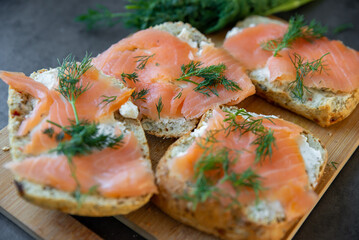 sandwich with smoked salmon, dill and horseradish butter