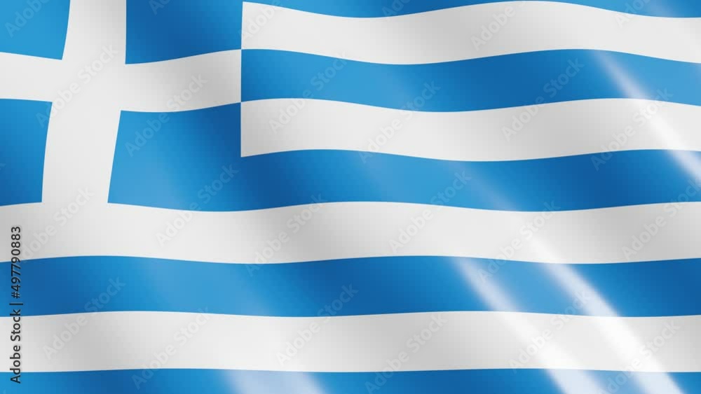 Poster waving flag of greece country. 3d render national flag dynamic background. 4k realistic seamless loo