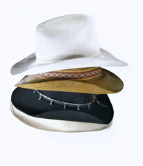 stack of old cowboy hats