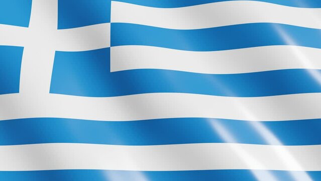 Waving flag of Greece country. 3d render national flag dynamic background. 4k realistic seamless loop animated video clip