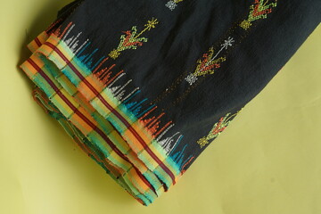 Songke woven cloth typical of Manggarai, East Nusa Tenggara, Indonesia with beautiful motifs.
