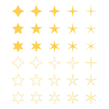 Big vector set of different gold star icons