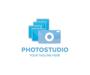 Photo studio logo design.  Super set photo frame on sticky tape isolated on transparent background vector design and illustration.