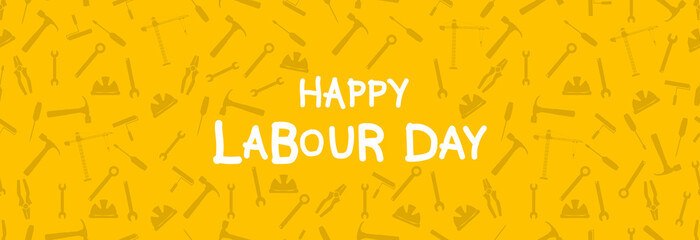 Yellow banner for Labor Day. Seamless background.  - obrazy, fototapety, plakaty