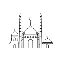 Black outline of the Mosque for coloring. 