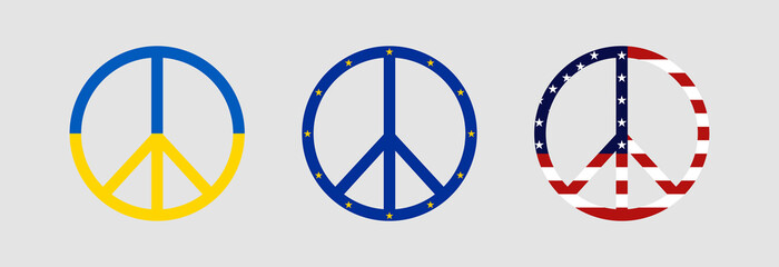 Peace Day icon in Ukraine, the United States and the European Union. International Day of Peace.