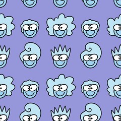 Cartoon seamless face pattern for packaging and gifts and cards and linens and kids and wrapping paper