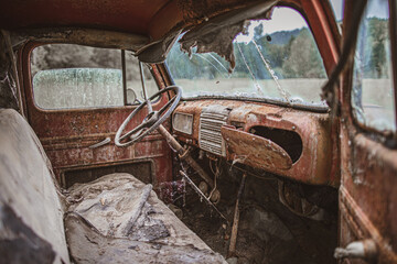 inside an old truck