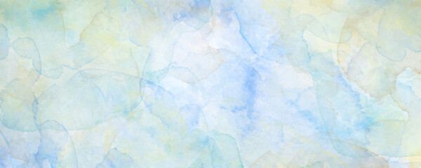 Watercolor vector art background for cards, flyer, poster, banner and cover design. Sky, clouds. Colorful hand drawn illustration for design interior. Multicolor watercolour texture.
