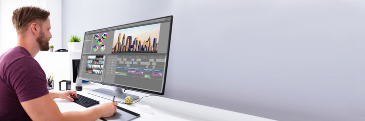 Video Editor Or Designer Using Editing Software Tech