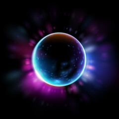 Colored luminous geometric shape on a black background. 