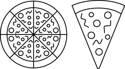 Circle pizza and personal pizza icon set