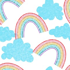 Rainbow seamless pattern for fabrics and textiles and packaging and gifts and cards and linens and kids