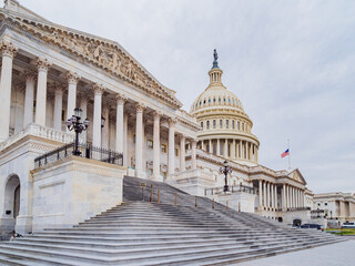 Obraz premium Overcast view of the United States Capitol