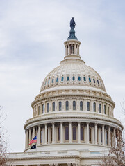 Fototapeta na wymiar Overcast view of the United States Capitol