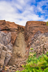 Fototapeta premium Ponta de Sao Lourenco, Madeira,Portugal. Beautiful scenic mountain view of green landscape,cliffs and Atlantic Ocean.