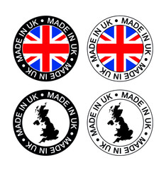 Obraz premium Set of made in the United Kingdom labels, made in the United Kingdom, United Kingdom flag, product emblem.