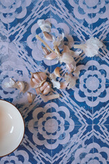 still life garlics in a vintage background with natural light