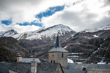 Snowy village of Panticosa on a winter day in the Pyrenees